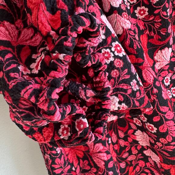 Draper James Allover Floral Print Long Sleeve Square Neck Top Red XL - Picture 7 of 13
